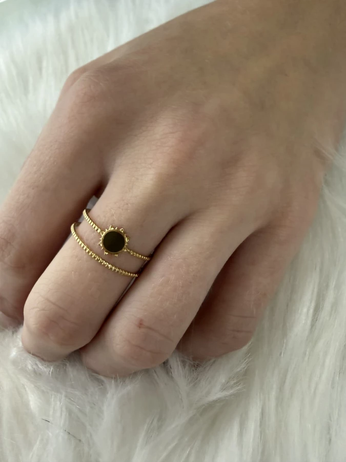 Double Bague Dorée ornement marron Nakupenda