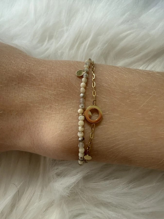 Double Bracelet perles et chaines Nakupenda